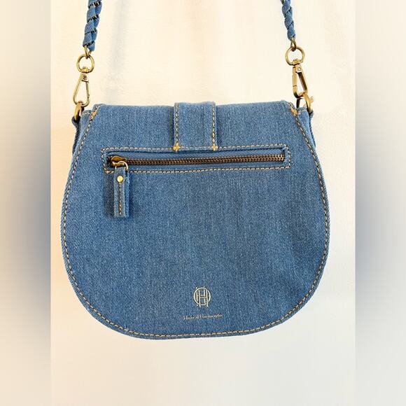 House of Harlow NWT denim saddle bag crossbody bag 70s Jean spring summer buckle - Picture 4 of 8